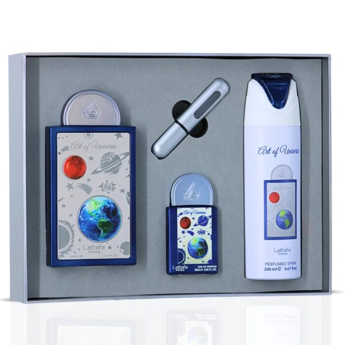 Lattafa Pride Art Of Universe komplekts vīriešiem un sievietēm (100 ml EDP + 20 ml EDP + 200 ml izsmidzināms dezodorants) - Image 3