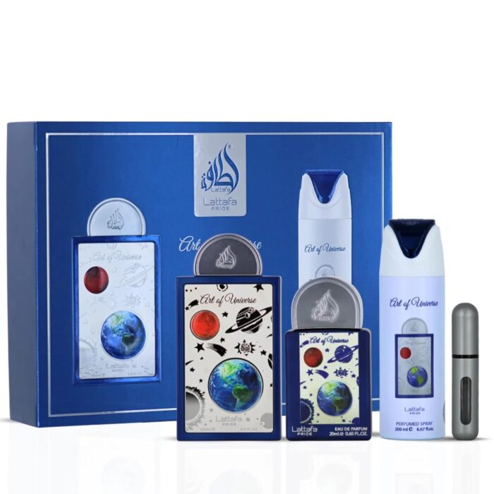 Lattafa Pride Art Of Universe komplekts vīriešiem un sievietēm (100 ml EDP + 20 ml EDP + 200 ml izsmidzināms dezodorants) - Image 6